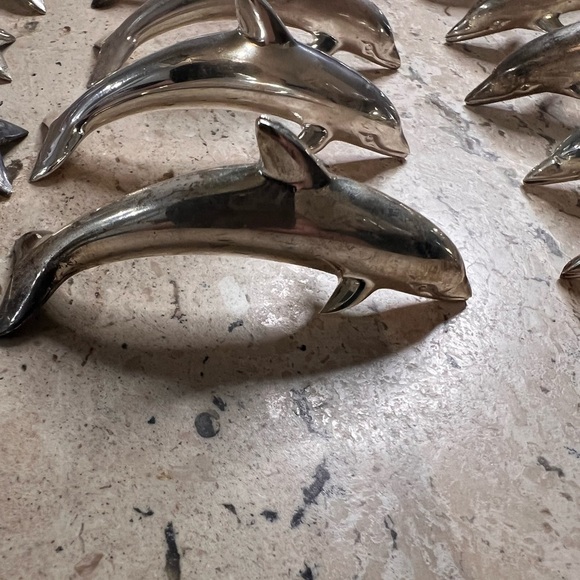 Source Unknown Other - Silver Plated Dolphin Place Holder Cards 24 CT Vintage 1950’s